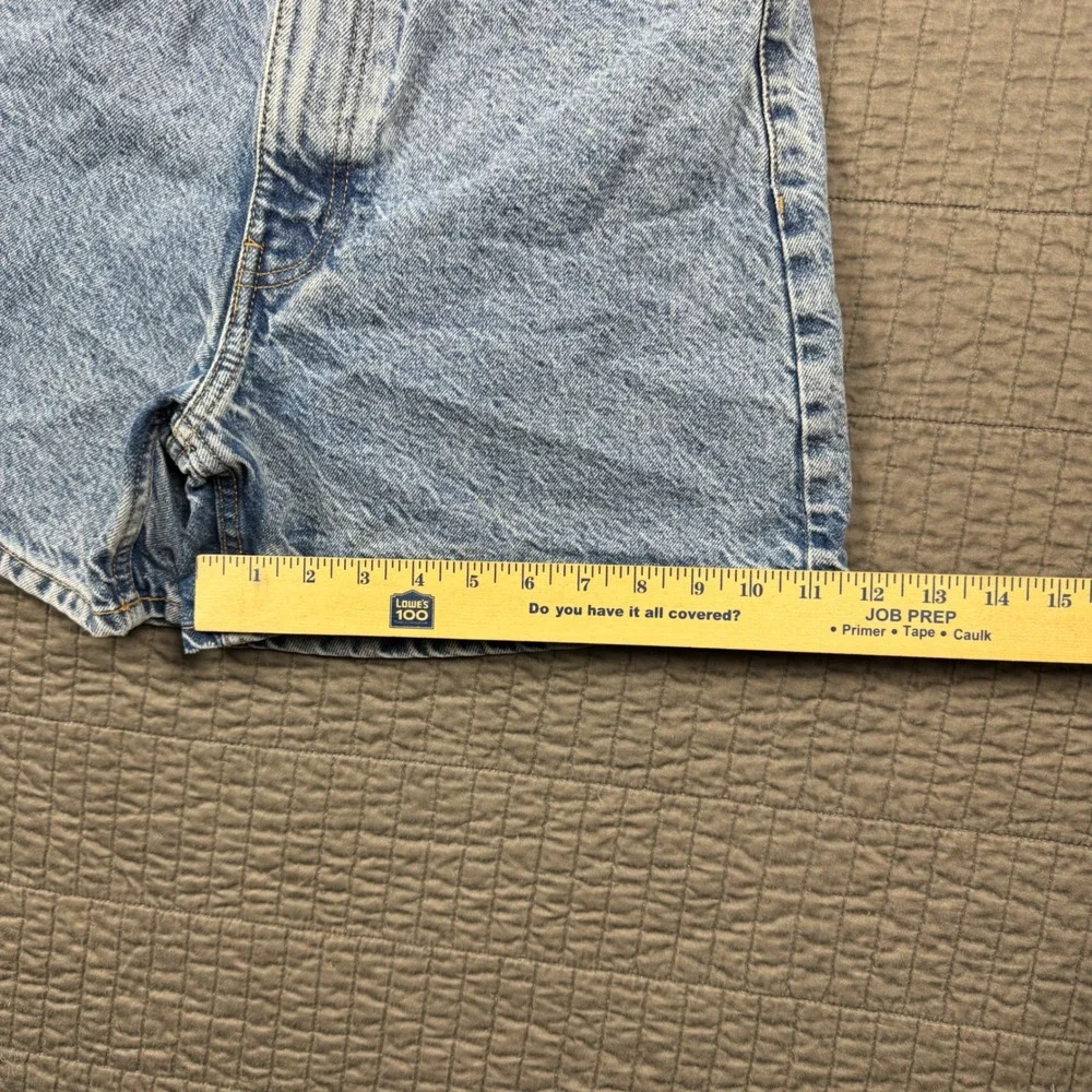 ZARA Women Blue Acid Wash High Waisted Denim Mom Shorts Size 6 Long Jorts